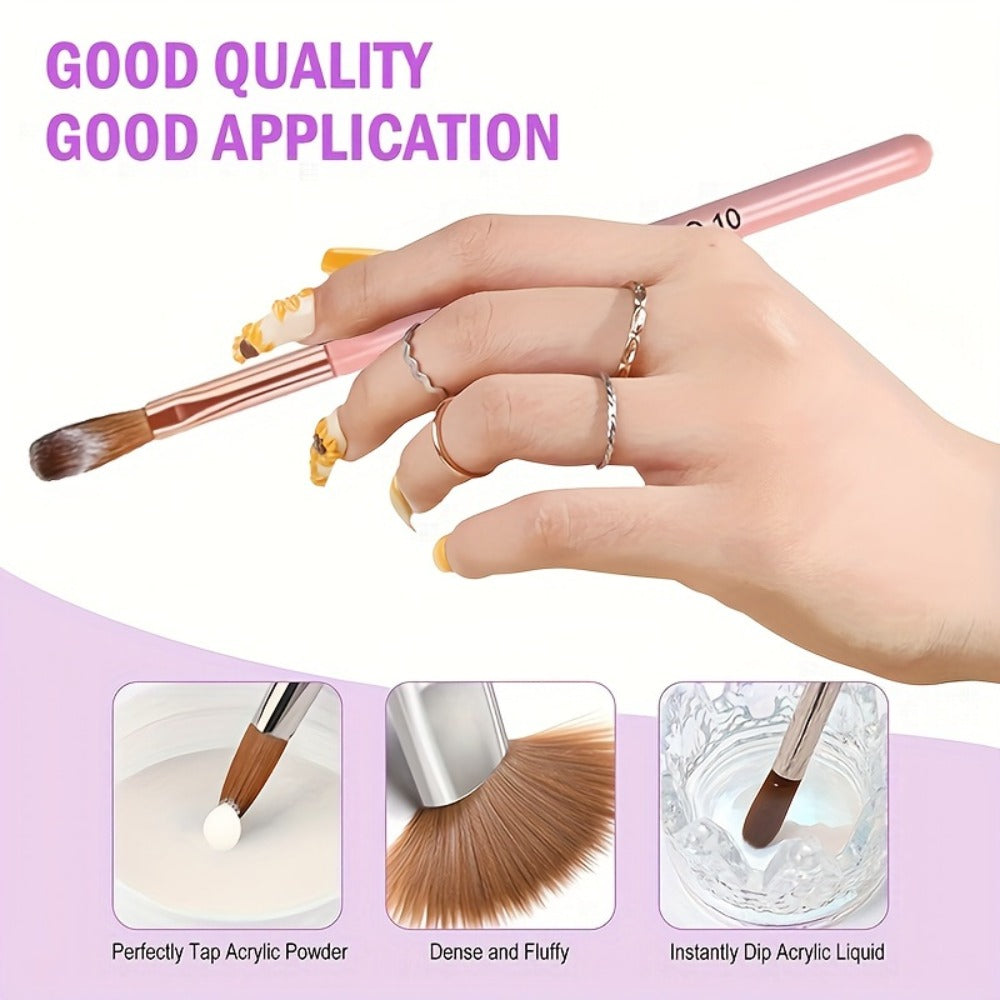 Acrylic Nail Kit NOCIS 120g Peach Pink Powder Set with Q Monomer, Brush Set, Nail File and Mixing Cup — image 7