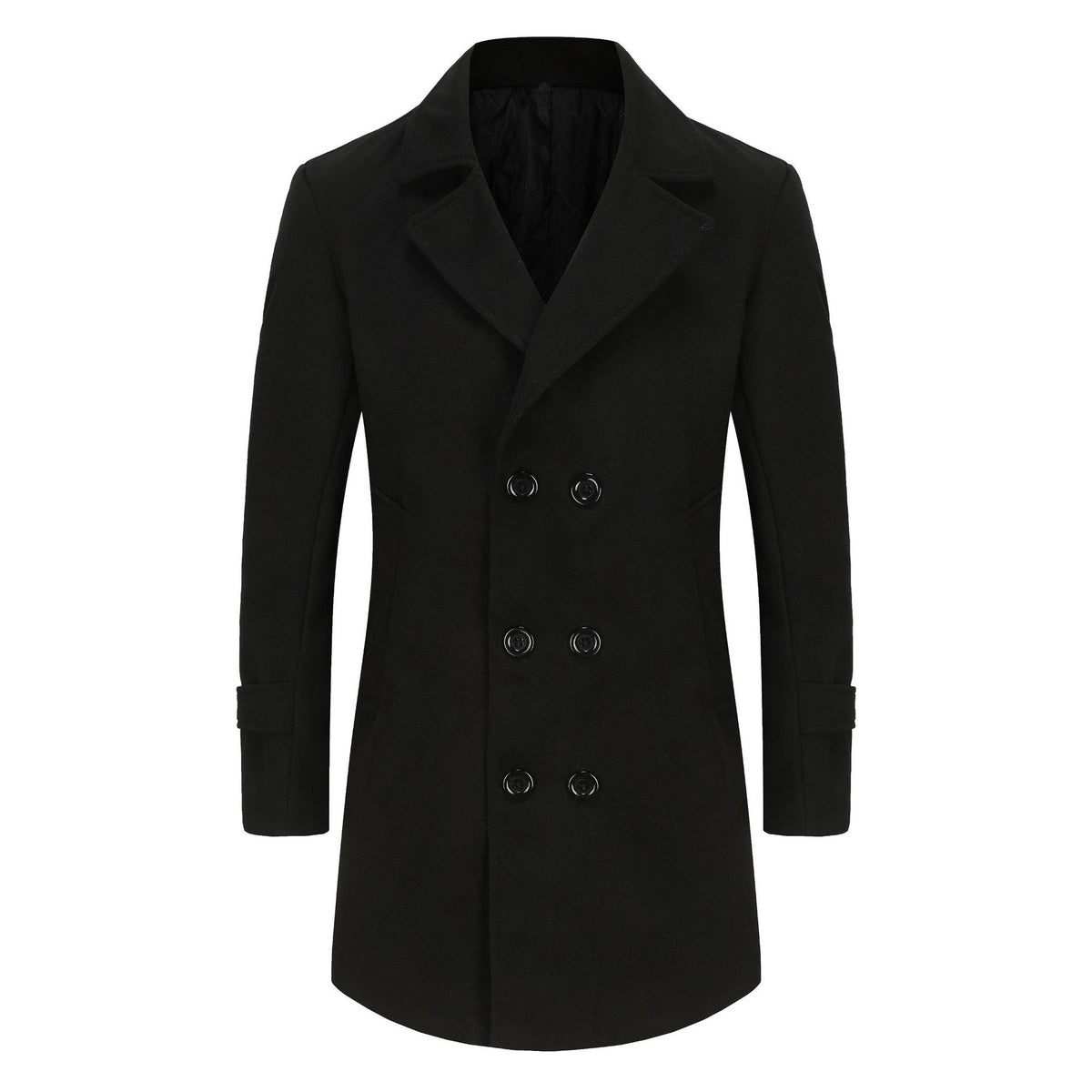 Cotton-padded Wool Coat Fashionable Lapel Wool Outerwear