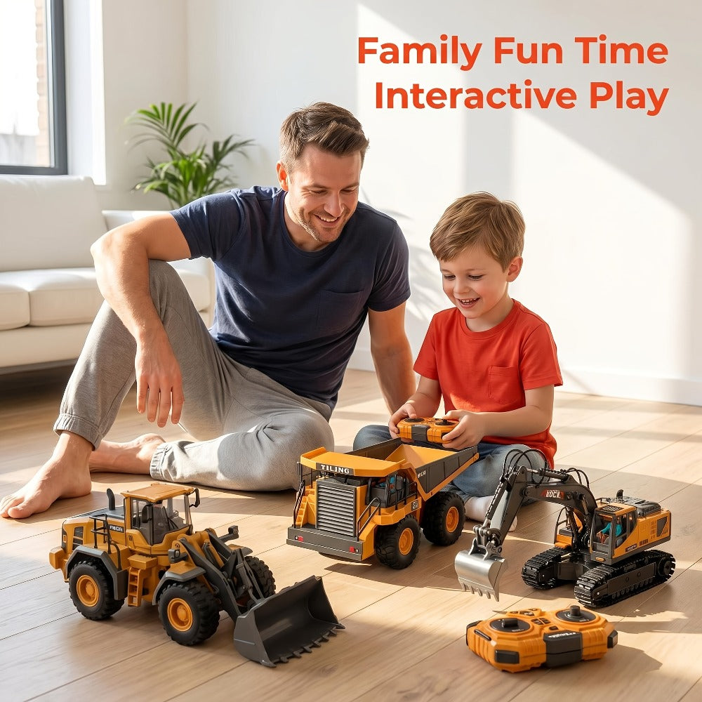 RC Engineering Vehicle Set 11-Channel 2.4GHz, 2-in-1 & 4-in-1 Remote Control Excavator Dump Truck Bulldozer — image 4