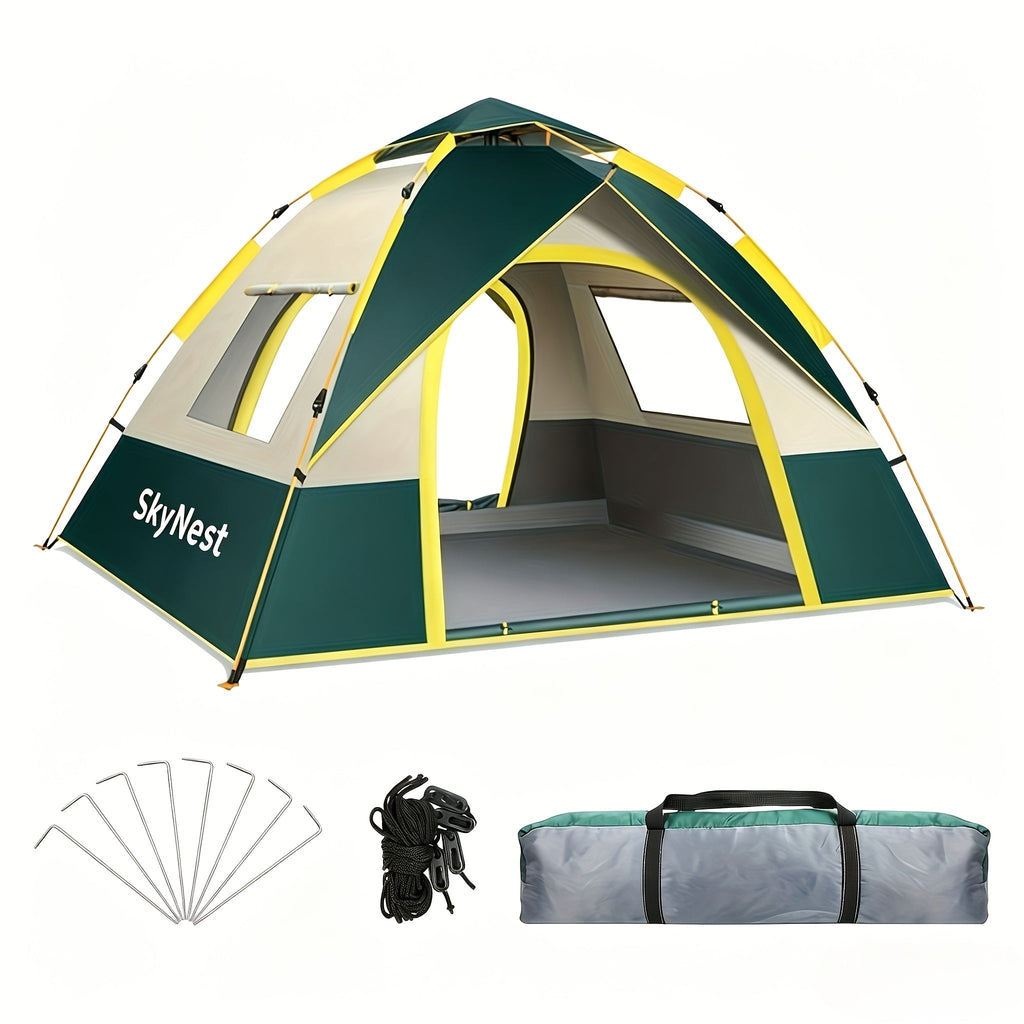 Camping Tent Instant Pop-Up with Dual Doors, Mesh Windows and Green or Beige Size Options for Outdoor Camp Setup — image 3