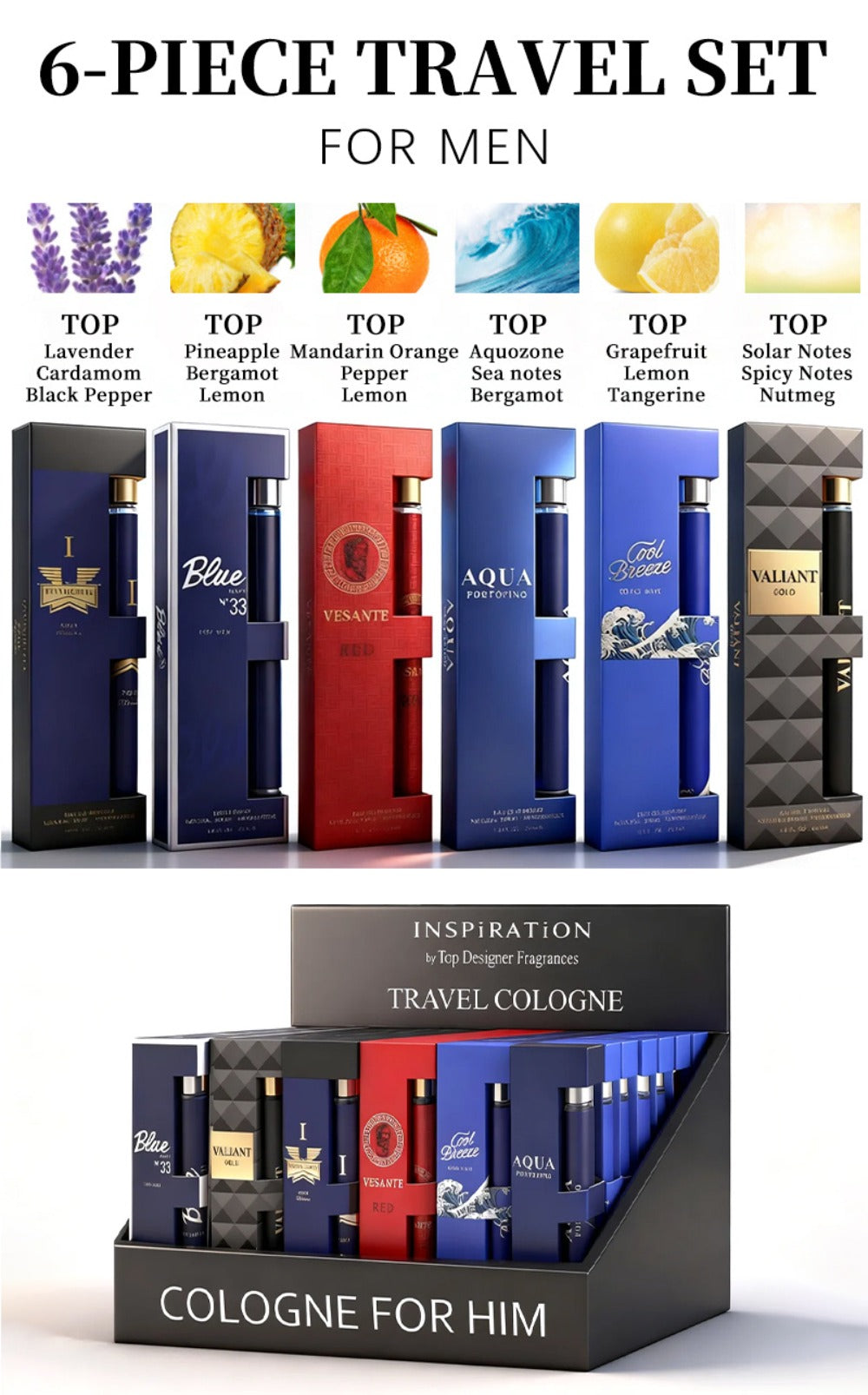Eau de Toilette Six-Piece Fragrance Spray Set for Men with 35ml Bottles in Mixed Color Boxes — image 6