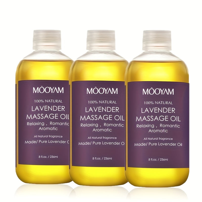 Lavender-Labeled Massage Oil in One or Three 236 ml Bottles with Pour Caps for Body-Care Routines — image 17