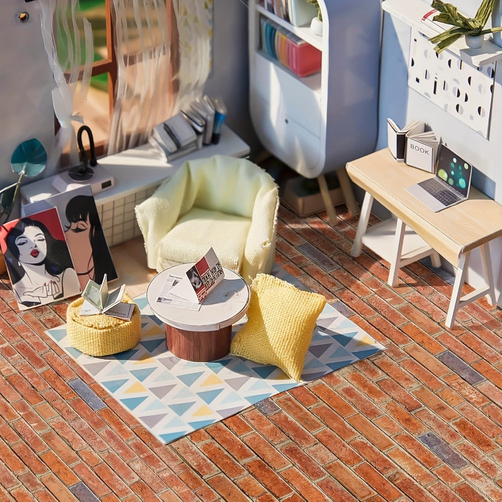Dollhouse Wallpaper Flooring Peel Stick 12 Sheets Red Clinker Brick Miniature Self-Adhesive Paper for 1:12 Scale Dollhouse DI