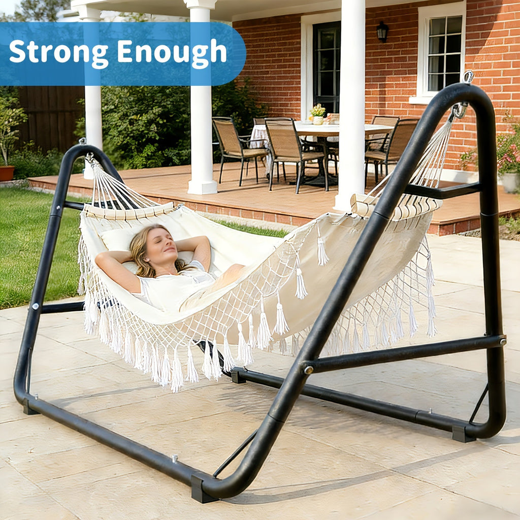 Freestanding Hammock and Stand Set with 89.37-Inch Width, Three Colors and 600 lb Load-Limit Marking — image 2