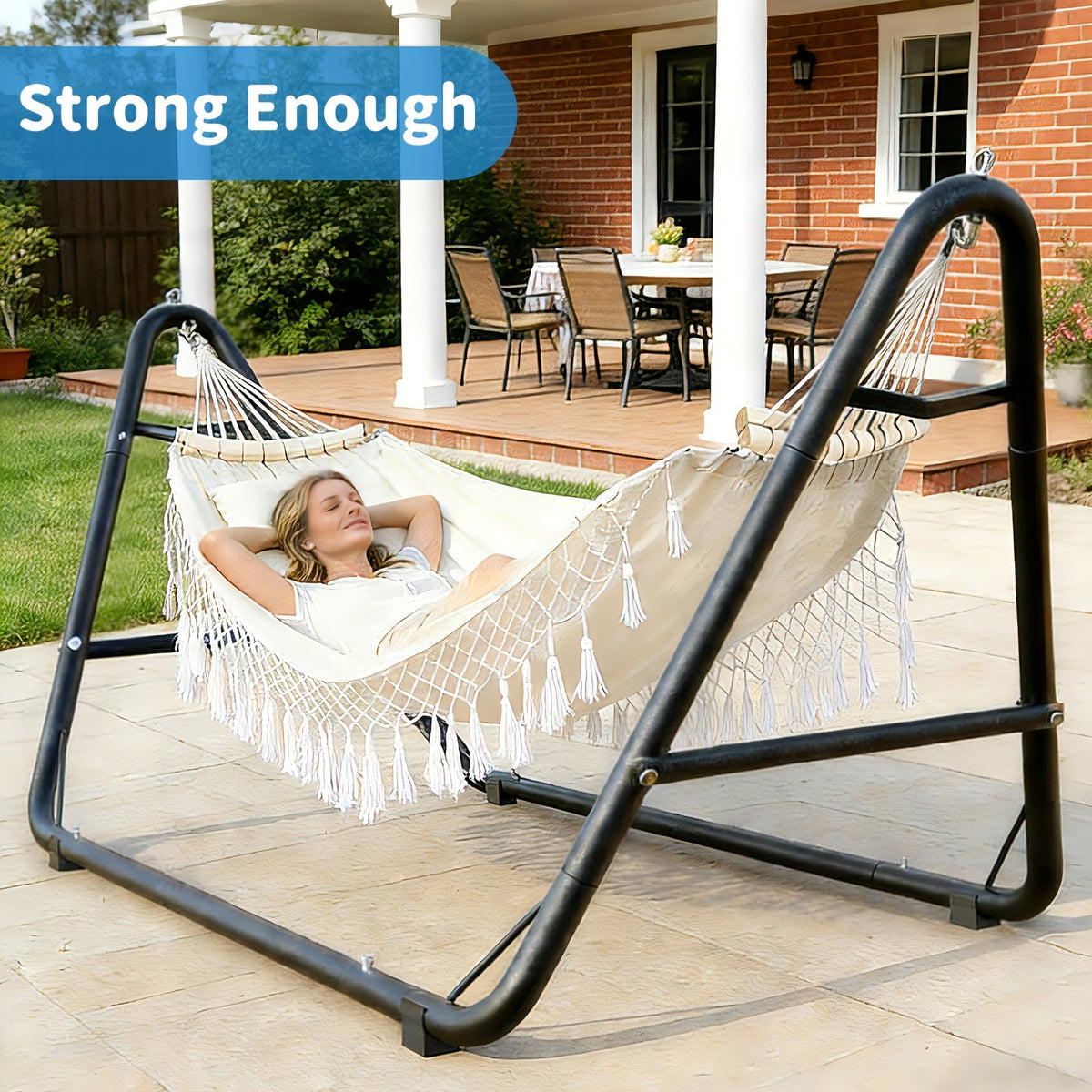 Freestanding Hammock and Stand Set with 89.37-Inch Width, Three Colors and 600 lb Load-Limit Marking — image 2