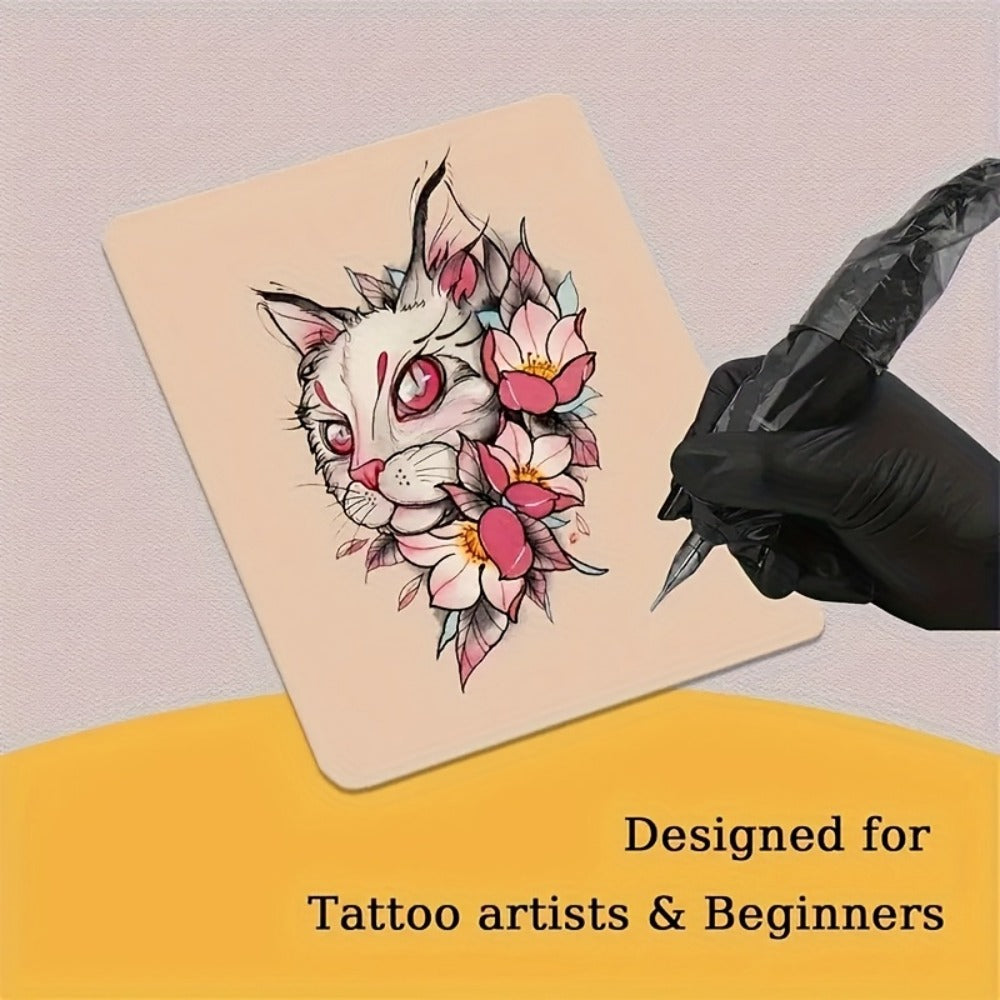 Tattoo Practice Skin Silicone Double-Sided – Flexible Fake Skin 1mm, Realistic Curvature for Tattoo Artists, Beginners — imag