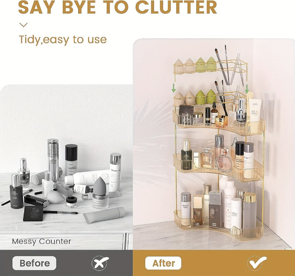 Bathroom Countertop Organizer with 2- or 3-Tier Trays and Brush Rings — image 11