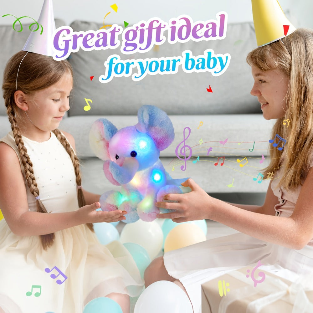 Plush Toy Rainbow Elephant 12-Inch Light-Up Design with Optional Music for Colorful Room Display — image 4