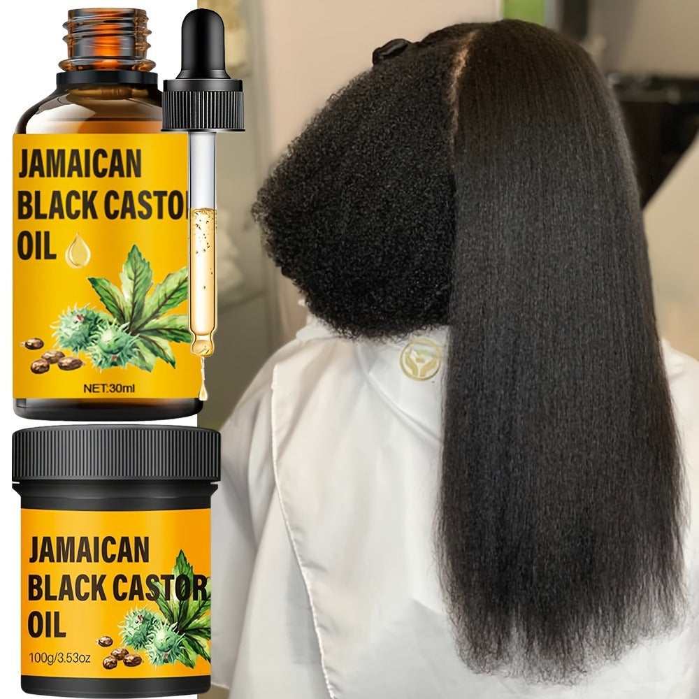 Two-Piece Jamaican Black Castor Oil Hair Care Set with Coordinated Oil and Cream Containers — image 7