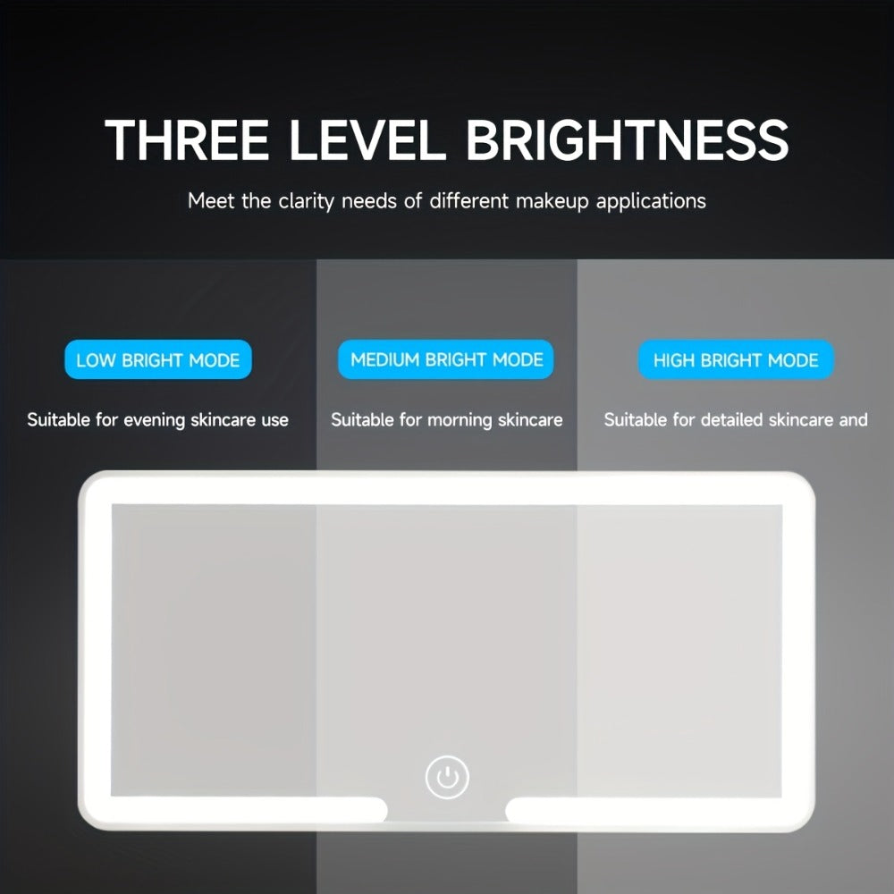 LED Car Visor Mirror Rechargeable – Ultra-Thin Vanity Mirror with 3 Light Modes (Daylight, Dashboard, Cockpit), Universal Fit