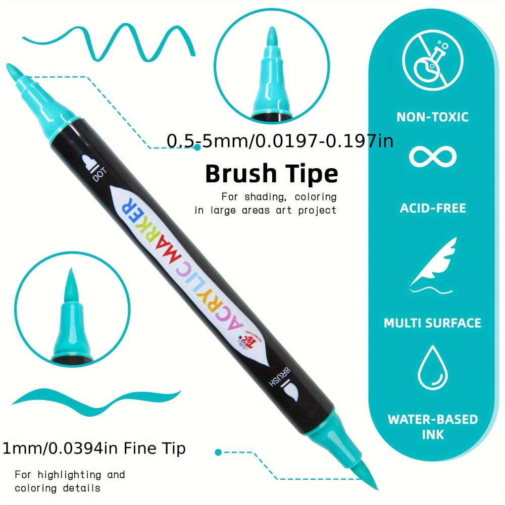 Acrylic Paint Markers Dual Tip Set 48 72 108 Colors, Odorless Paint Pens for Canvas Rock Wood Glass Ceramic Fabric — image 4