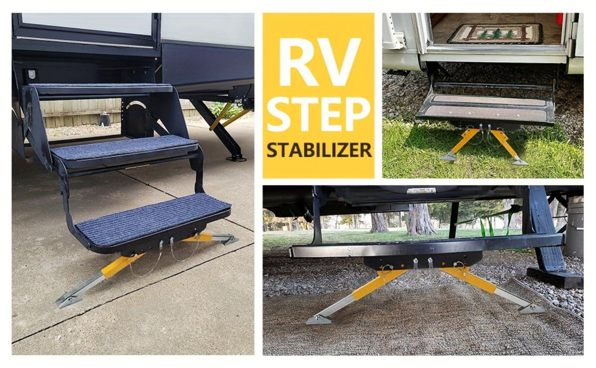 RV Step Stabilizer Kit – Adjustable Foldable Ladder Support for 5th Wheel, Travel Trailer & Motorhome, Eliminates Bounce — im