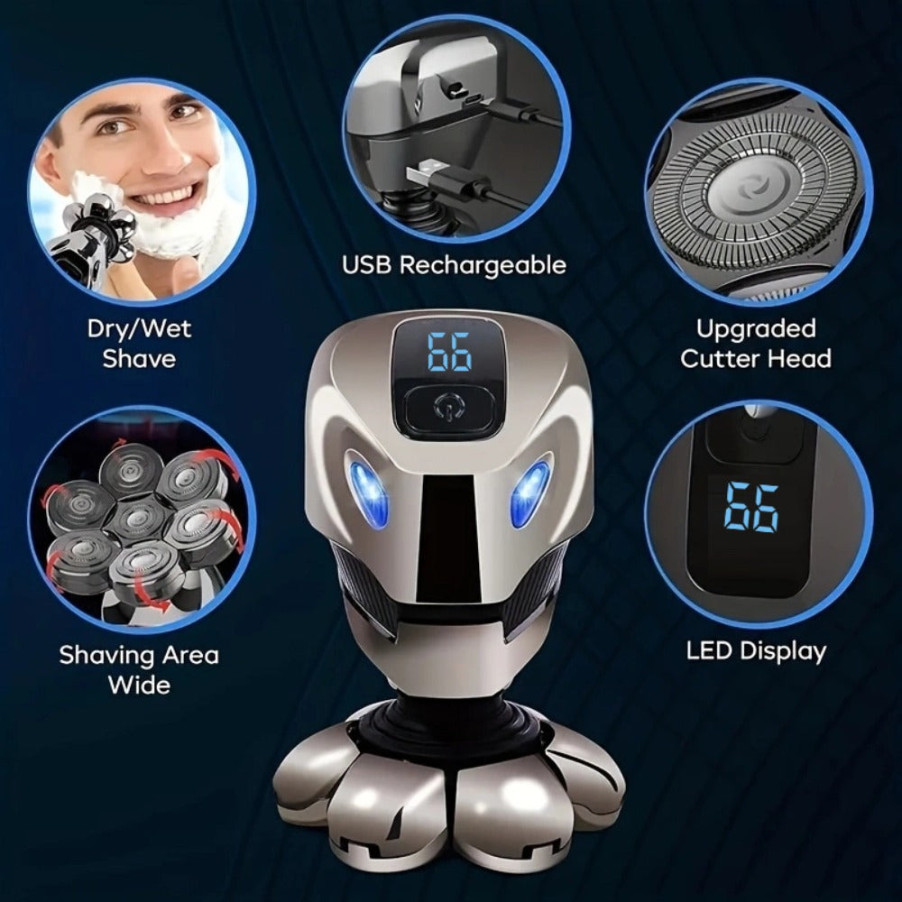 Men's Electric Head Shaver 9-Blade Bald Head Machine USB Rechargeable, 5-in-1 Grooming Kit with Hair — image 5