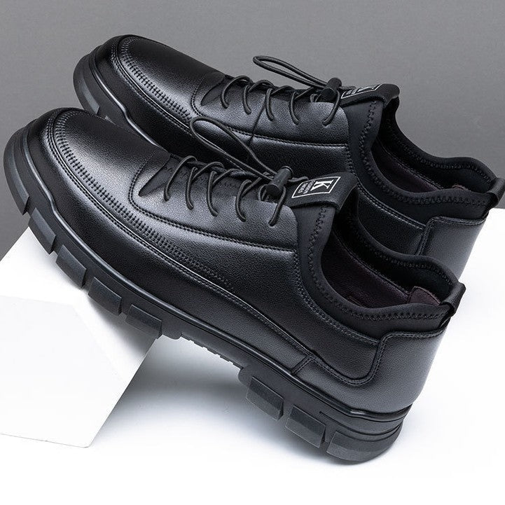 Men's Black Formal Leather Shoes - Business Casual Soft Upper Dress Shoes