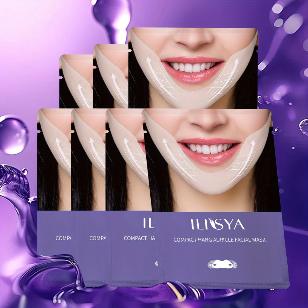 V-Line Face Mask 7 Pieces Hydrogel Chin Lifting & Jawline Contouring – Collagen, Hyaluronic Acid & Coffee Extract Firming Tig