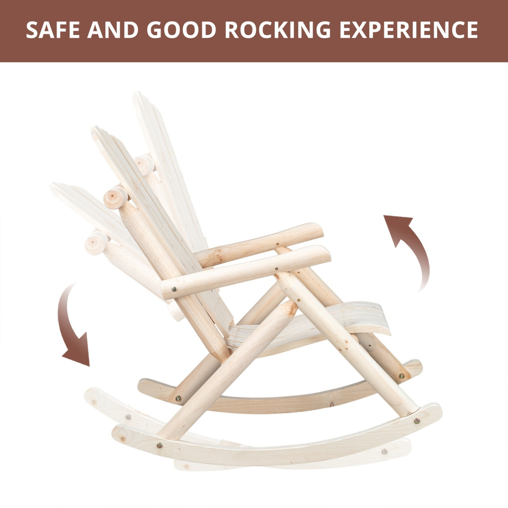 Patio Cedar Rocking Chair 26" Fan-Shaped Backrest Outdoor Rocker for Garden Poolside Patio — image 16