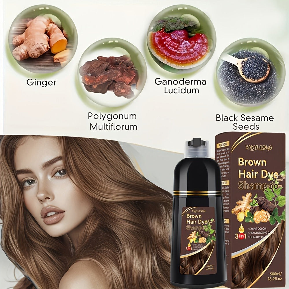 Ammonia-Free Herbal Hair Color Shampoo 3-in-1 Colors in 15 Minutes Lasts 30 Days – Semi Permanent Gray Coverage Moisturizing 