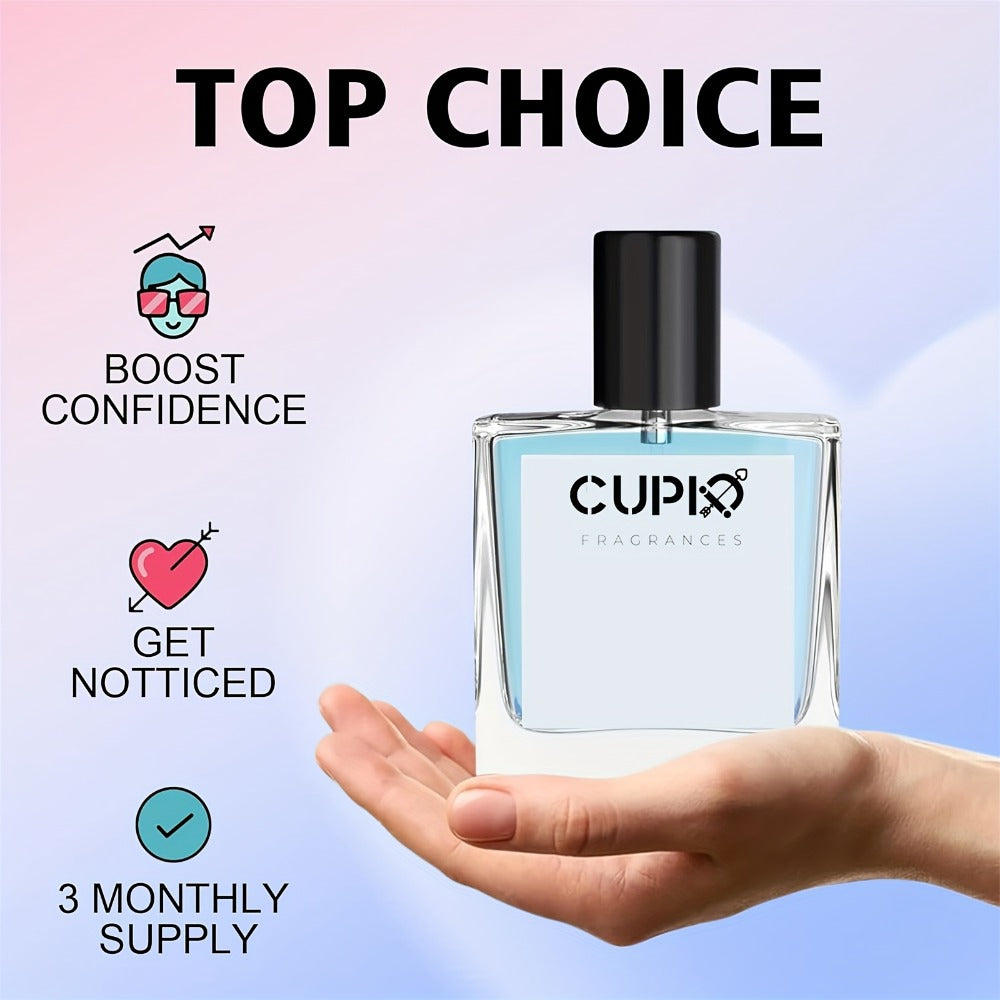 Men's Cologne CUPID 2.0 50ml Spray in Clear Square Glass Bottle with Black Cap and Single 1.69oz Selection — image 4