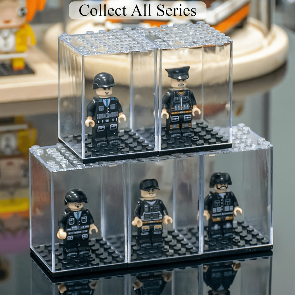 Minifigure Display Case 20-Pack – Clear Acrylic Stackable Storage Boxes for LEGO Figures, Action Figures & Collectibles | Dus