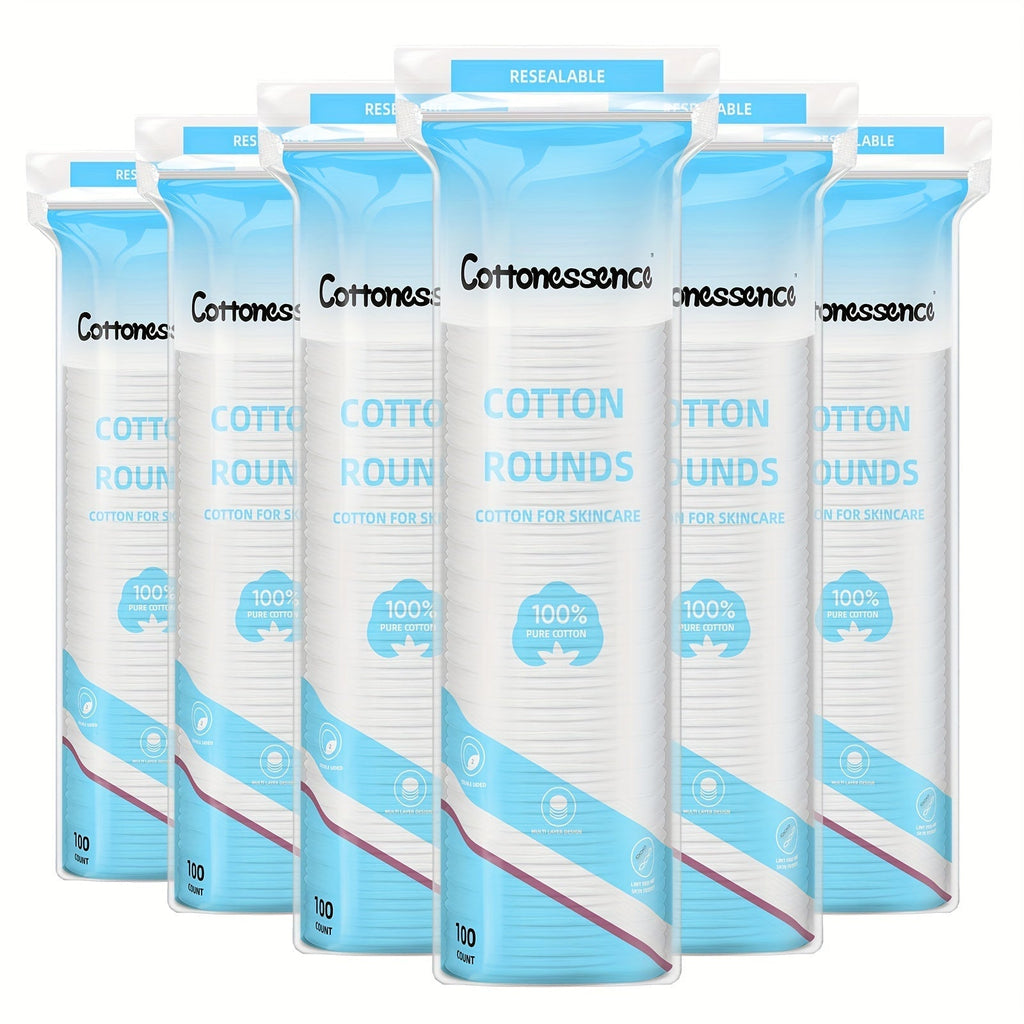 Makeup Remover Pads 600 Count Soft Hypoallergenic Lint-Free Cotton Rounds 360 Locking Edge Unscented Absorbent Disposable Fac
