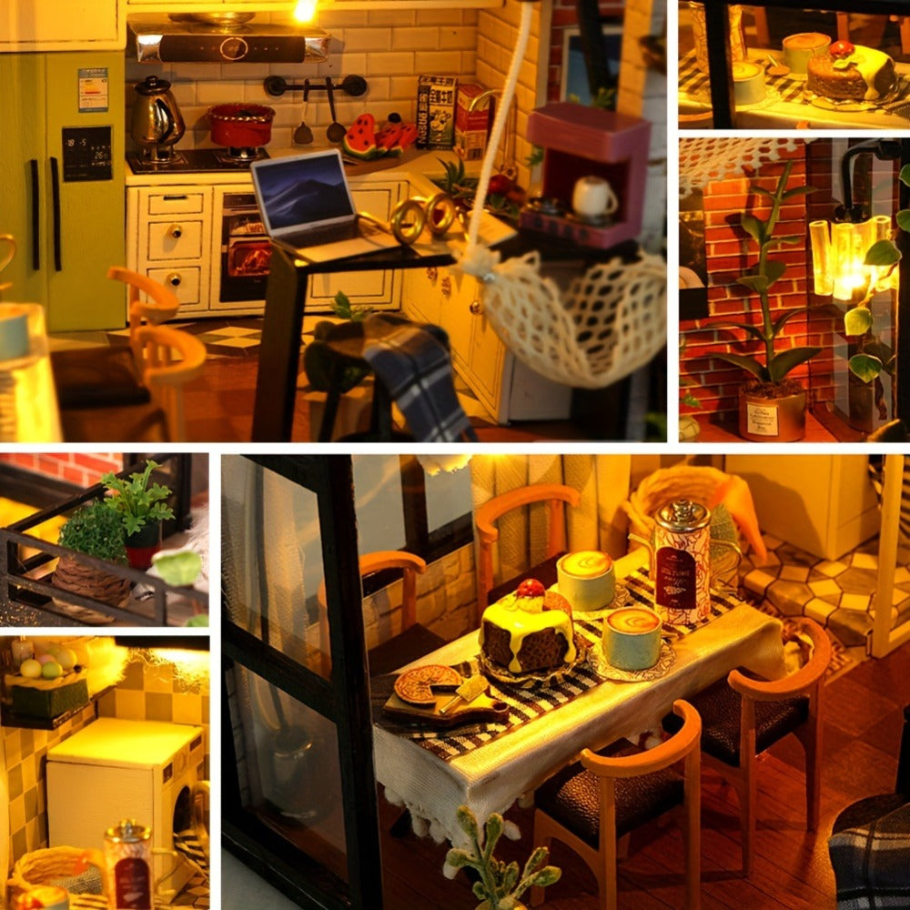 DIY Dollhouse Kit 2 Story with Dust Cover, Handmade Miniature House Model with Furniture Parts, No Glue No Batteries — image 
