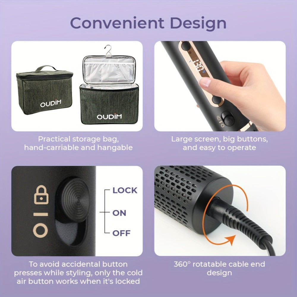 OUDIM 6-in-1 Hot Air Brush Hair Styling Tool with 110, 000 RPM Motor, Foldable Handle and Storage Bag — image 22