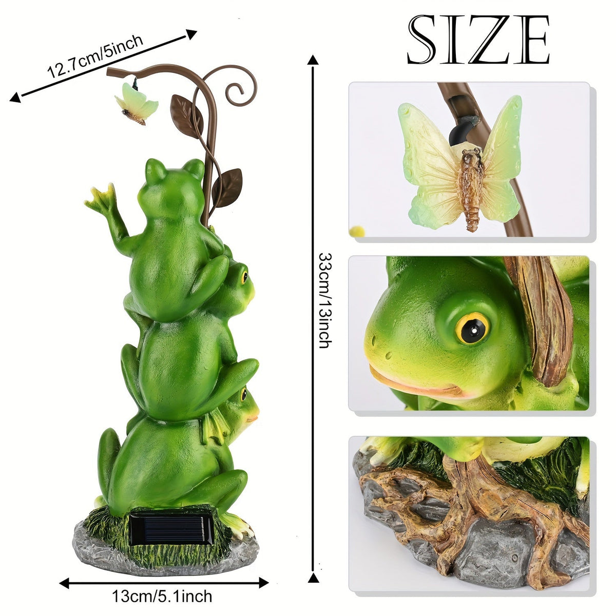 Solar Garden Lights Frog Reading Statue with Lantern, One-Piece Resin Lawn and Patio Ornament — image 12