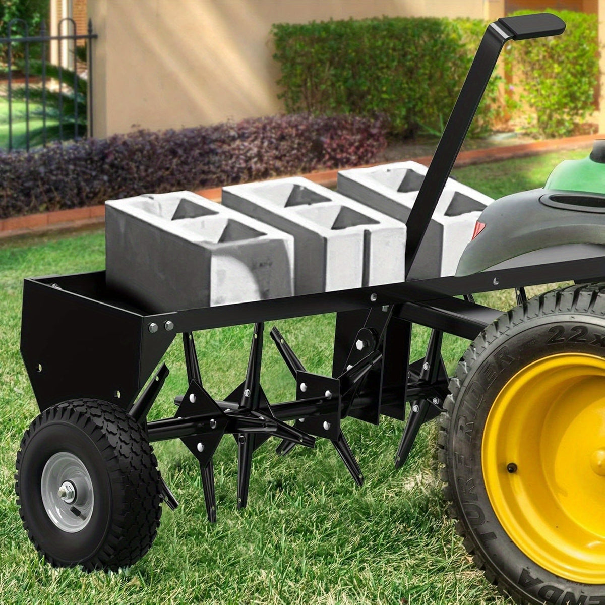 Tow-Behind Plug Aerator 48 Inch - Steel Lawn Aerator with 32 Hollow Tines, Weight Tray & 10-Inch Pneumatic Tires — image 2