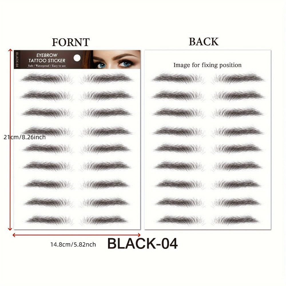 6D Eyebrow Tattoo Stickers Waterproof 8 Pcs for Women Girls, for Temporary Body Art, Festivals and Costumes — image 5