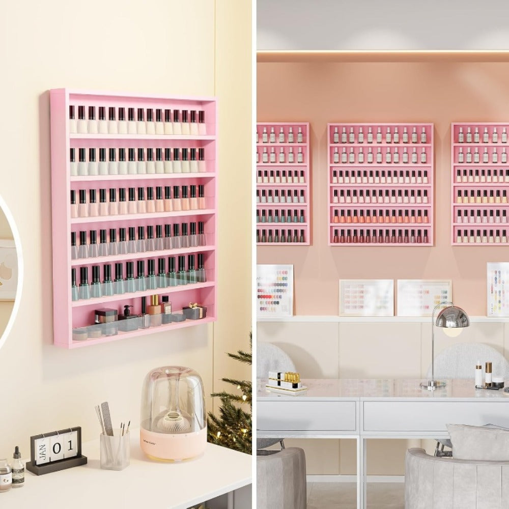 Nail Polish Rack Wall Mount Organizer 6-Tier & 10-Tier with Acrylic Baffle, Salon Display Shelf for Nail — image 1