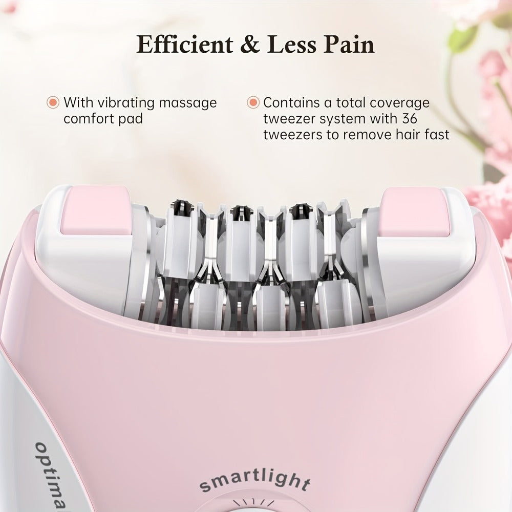 Electric Epilator for Women USB Rechargeable 2-Speed Painless Hair Removal – Stainless Steel Blades Cordless Portable Body Ha