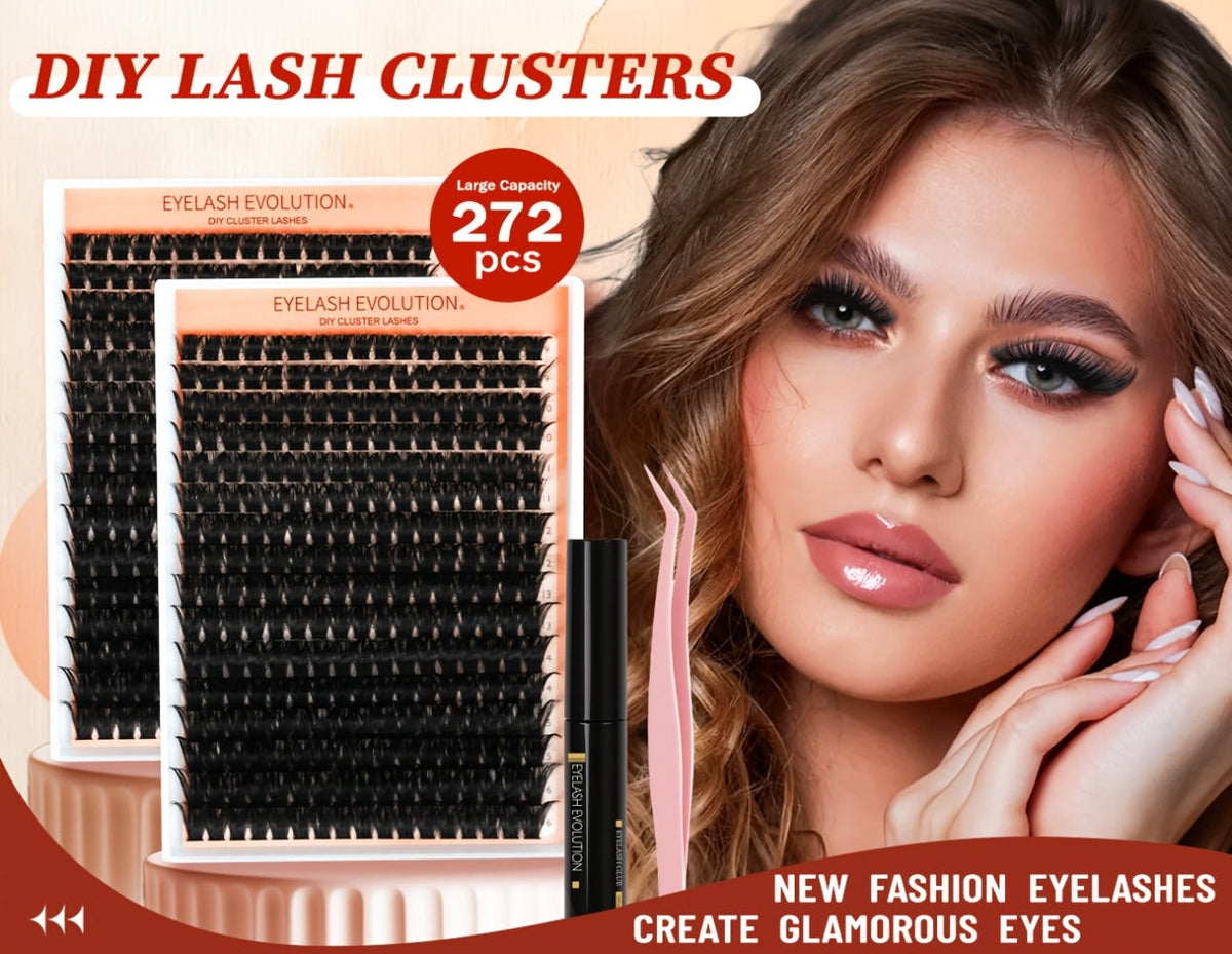 100D Volume Cluster Lashes DIY Individual Lash Extension Kit – Soft Reusable Single Clusters for Full Thick Dramatic Lash Loo