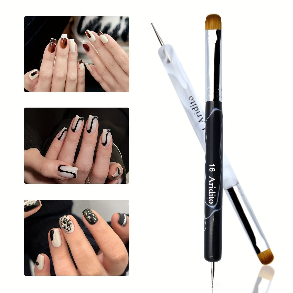 Nail Art Brush Set 4pcs Fine Tip Detail Brushes with Dotting Tool – Nylon Bristle Precision Manicure Brushes #10 #12 #14 #16 