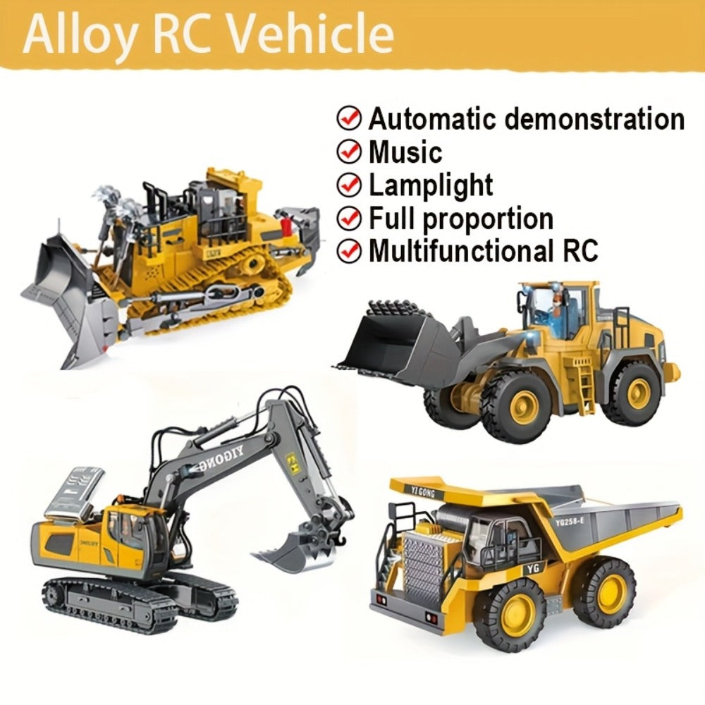 RC Construction Vehicle Set 2-in-1 & 3-in-1, 2.4G 11-Channel Remote Control Excavator Dump Truck Forklift Bulldozer — image 1