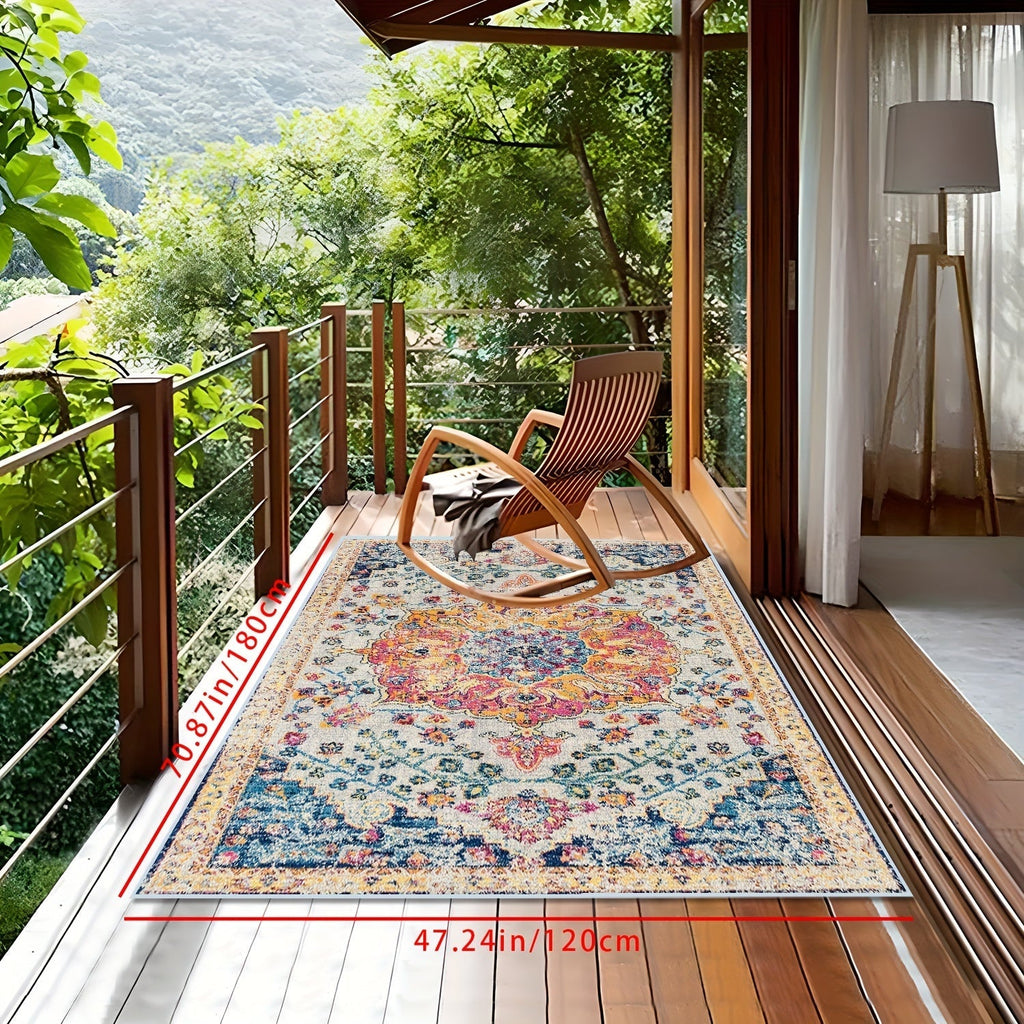 Outdoor Rug | Bohemian Vintage Machine Washable Patio RV Camping Picnic — image 4