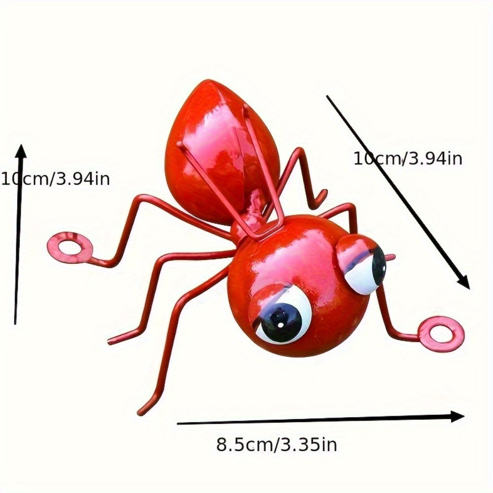 Garden Ant Sculptures 4-Pack – Rustic Iron Metal Yard Decor Figurines with Big Eyes, Halloween & Outdoor Patio Decoration, No