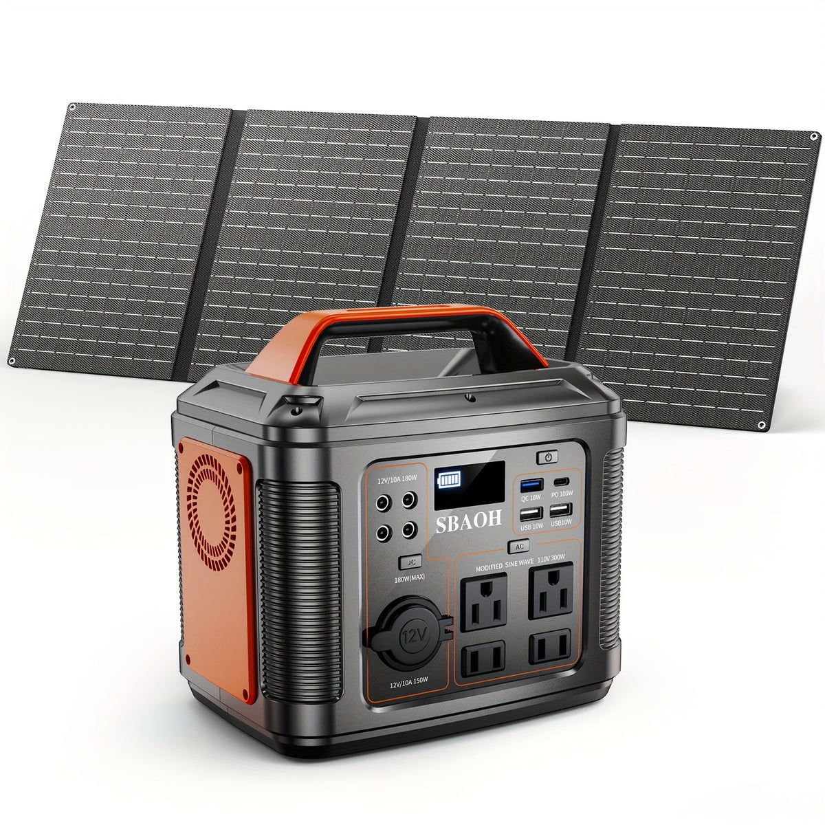 Portable Power Station 296Wh 300W with AC, DC, USB, LED Light and Optional 60W Solar Panel — image 4