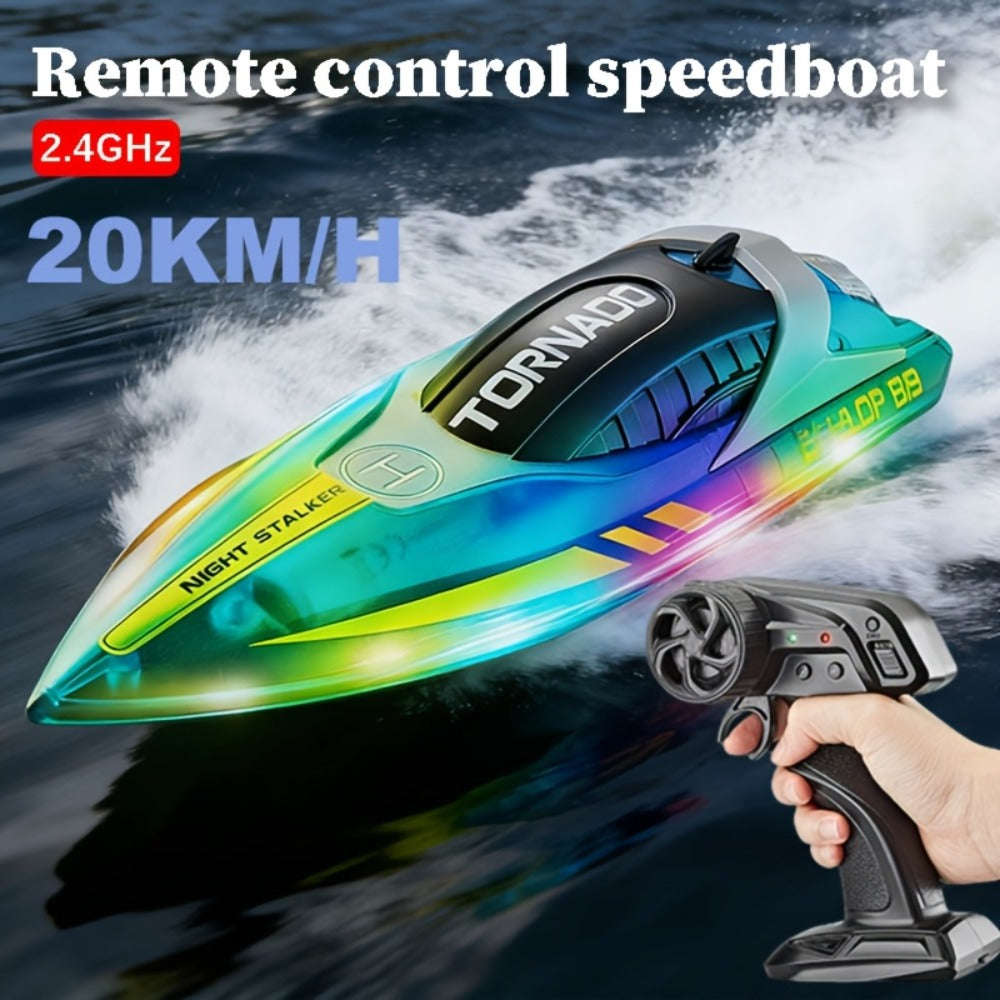 Remote Control Speedboat 25KM/H with Auto Flip Reset Night Light & Low with the Listed Color, Size or Set Options for Everyda