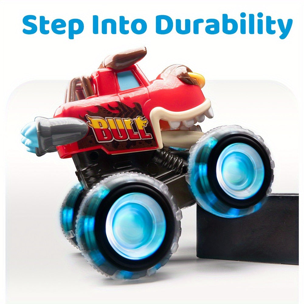 Monster Truck Toys for Toddlers 3-Pack LED Light Up Wheels Press & Go Animal Trucks Shark Bull Dinosaur — image 7