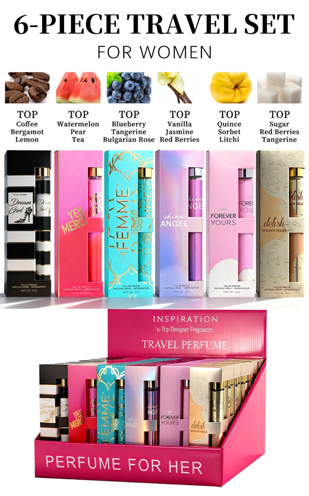 Women's Perfume Set Travel Size - 6 Piece Eau de Parfum Collection, Designer Fragrance Sampler Gift Set for Her — image 6