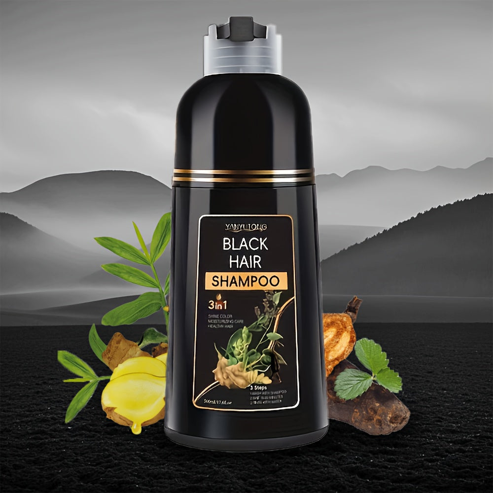 Hair Color Shampoo, YANYUTONG 3-in-1 Black Hair and Beard Color in One 500ml Labeled Pump Bottle — image 10
