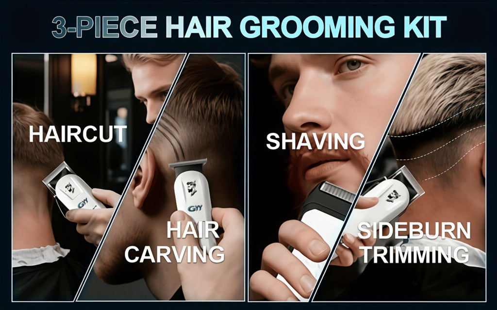 Hair Clipper Kit with Scissors for Home & Salon – Professional Stainless Steel Blade, Digital Display, USB Rechargeable Hair 