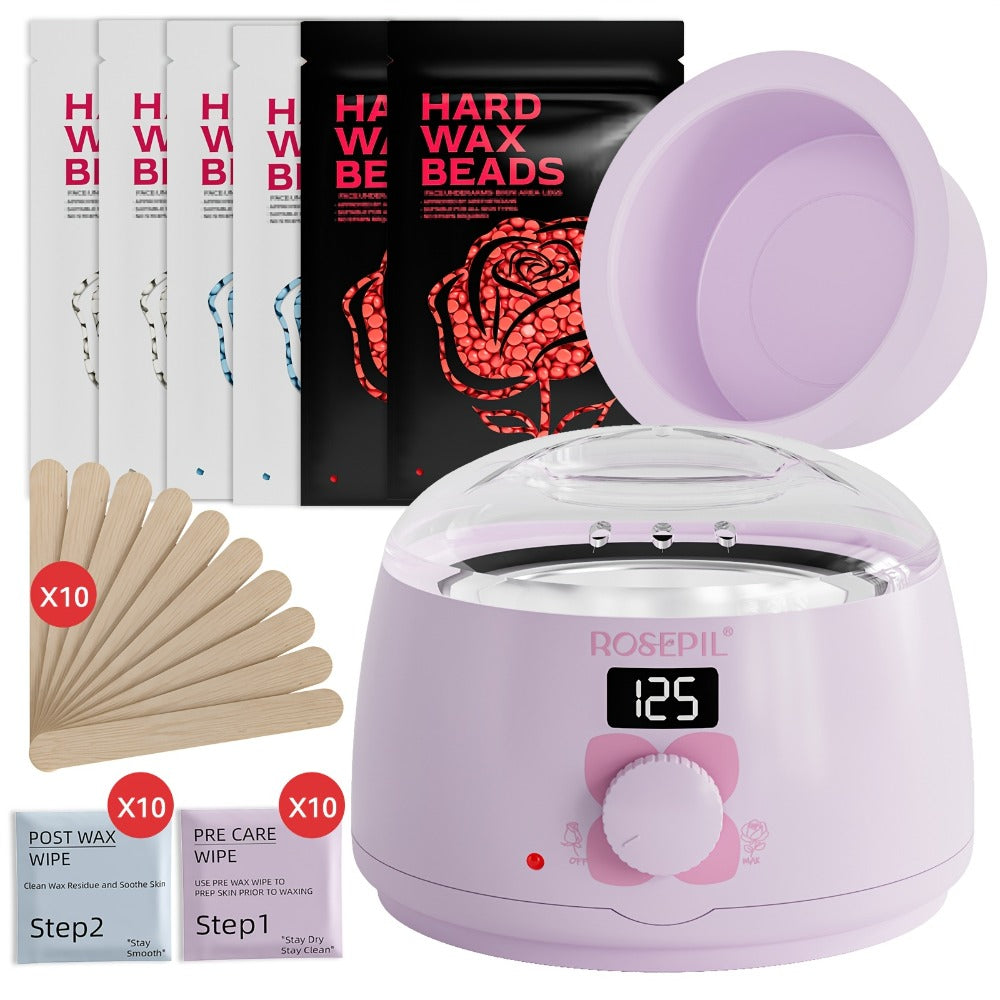 Wax Hair Removal Kit Digital Wax Pot with 6 Wax Bead Packets – Smart Temperature Control Salon-Grade Waxing Set for Body Biki