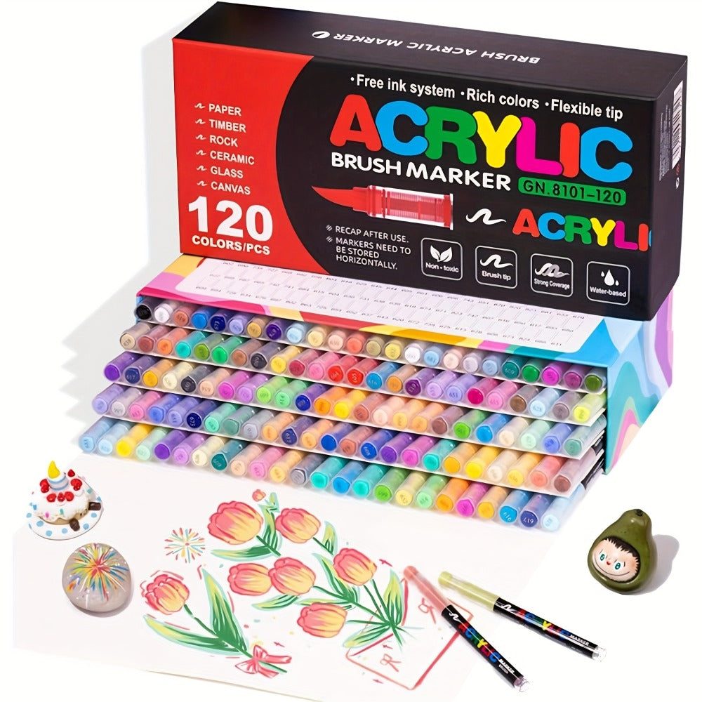 Soft Brush Acrylic Paint Pen Set with Clear Barrels in 12-, 36-, 60-, 80- or 120-Color Checkout Options — image 1