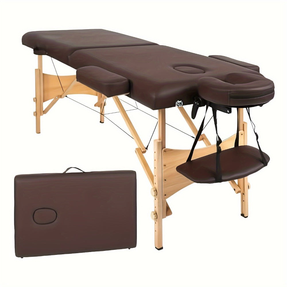 2-Fold Portable Massage Table with Face Cradle & Carrying Bag, Adjustable Height PU Leather Lash Bed — image 13