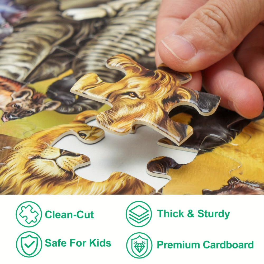 Double Sided Puzzle for Kids 100 Pieces Jungle Animals, 2-in-1 Jigsaw Educational Toy for Boys & Girls Ages 3 4 5 6 7 8 — ima