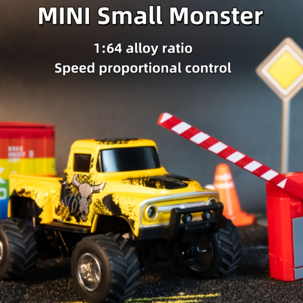 RC Monster Truck 1:64 Scale Alloy Shell with LED Lights, Multi-Control Modes, Adjustable Speed & Steering — image 2