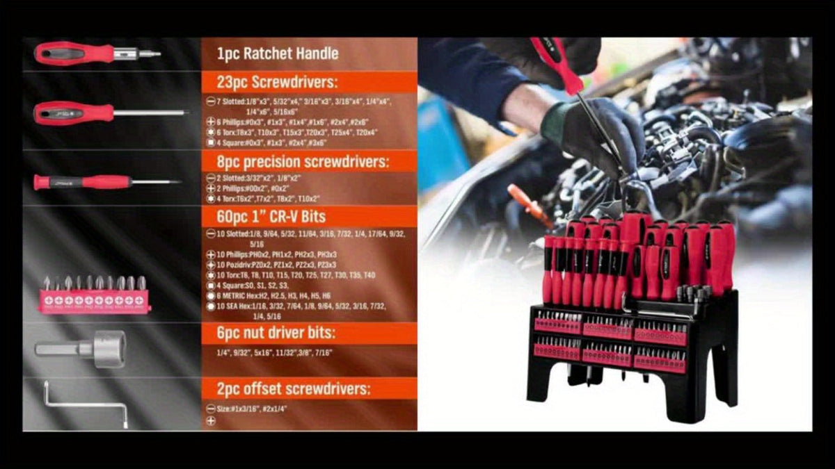 Screwdriver and Bit Organizer Set with 100-, 118- or 126-Piece Color-Coded Rack Configurations — image 16