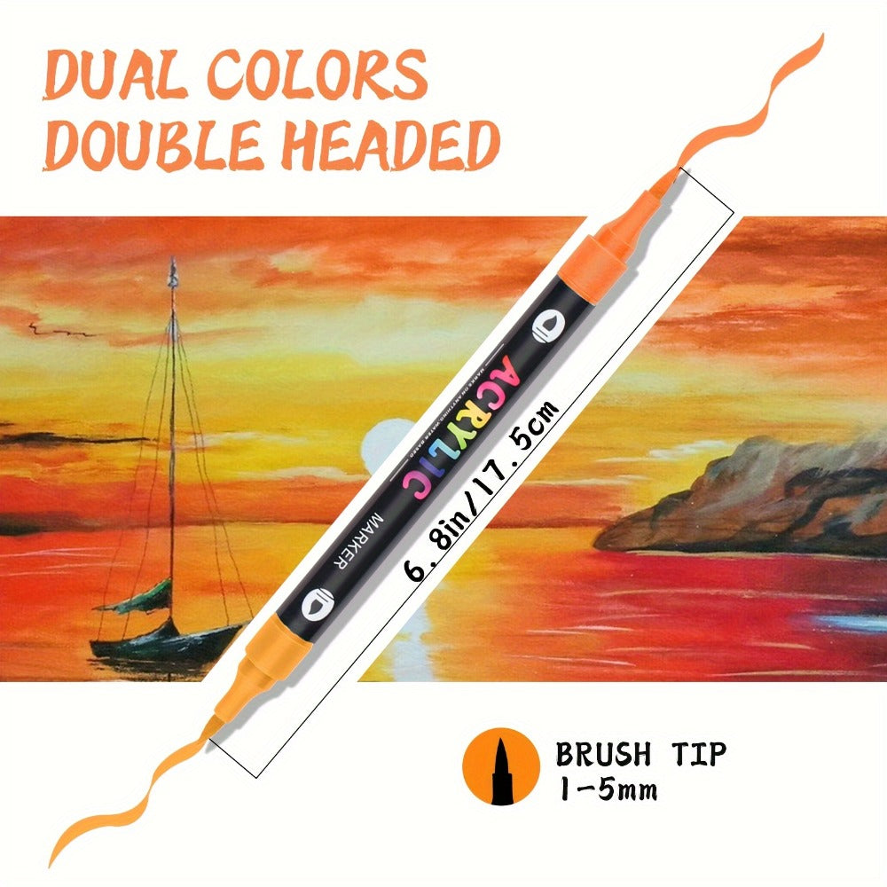 Double-Ended Acrylic Paint Pen Set with Brush and Fine Tips in 48- or 72-Piece Checkout Options — image 2