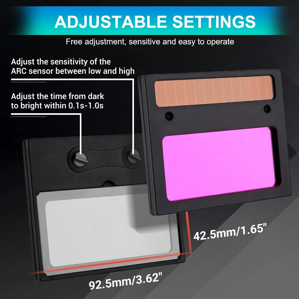 Auto-Darkening Welding Helmet Solar Powered True Color – Wide View DIN 9-13 Adjustable, 1/25000s Response — image 12